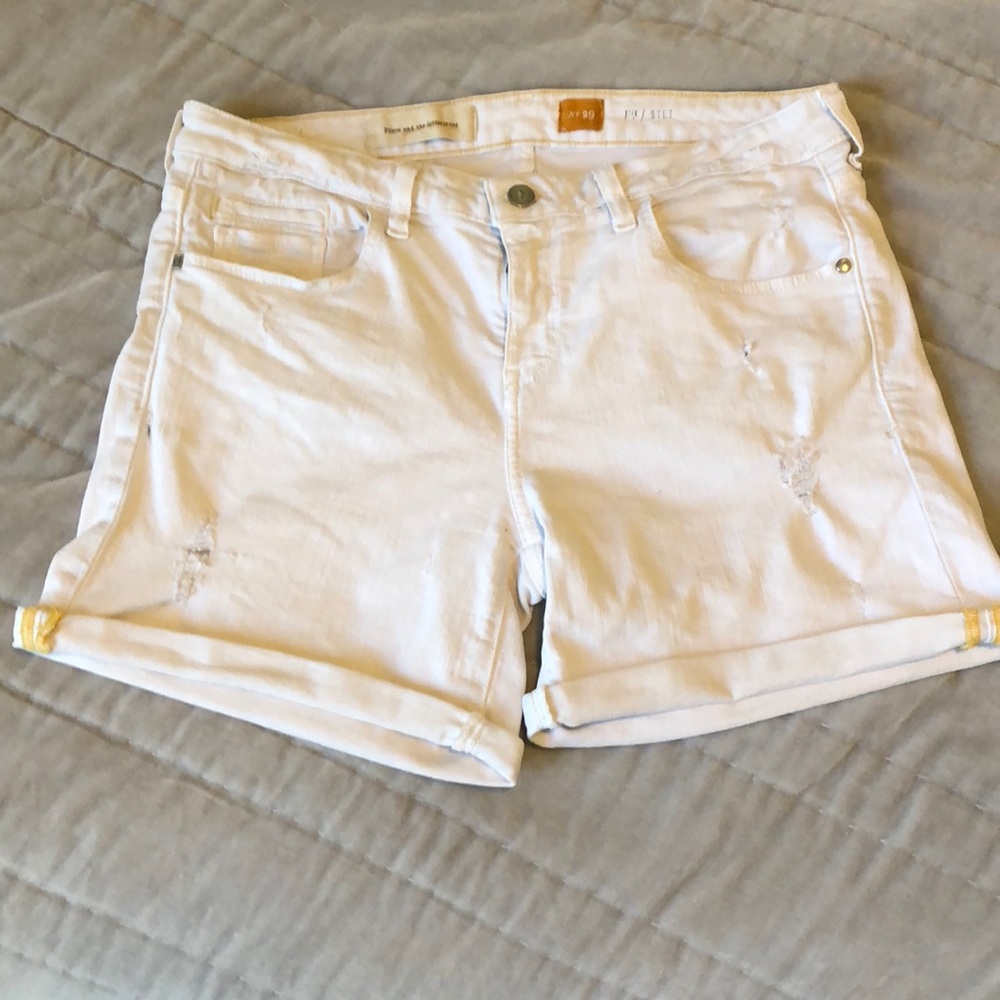 White shorts from Anthropologie
